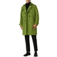 thumbnail image 2 of INSPIRE CHIC Winter Trench Coat for Men's Double Breasted Formal Notched Lapel Long Overcoat L Olive Green, 2 of 6