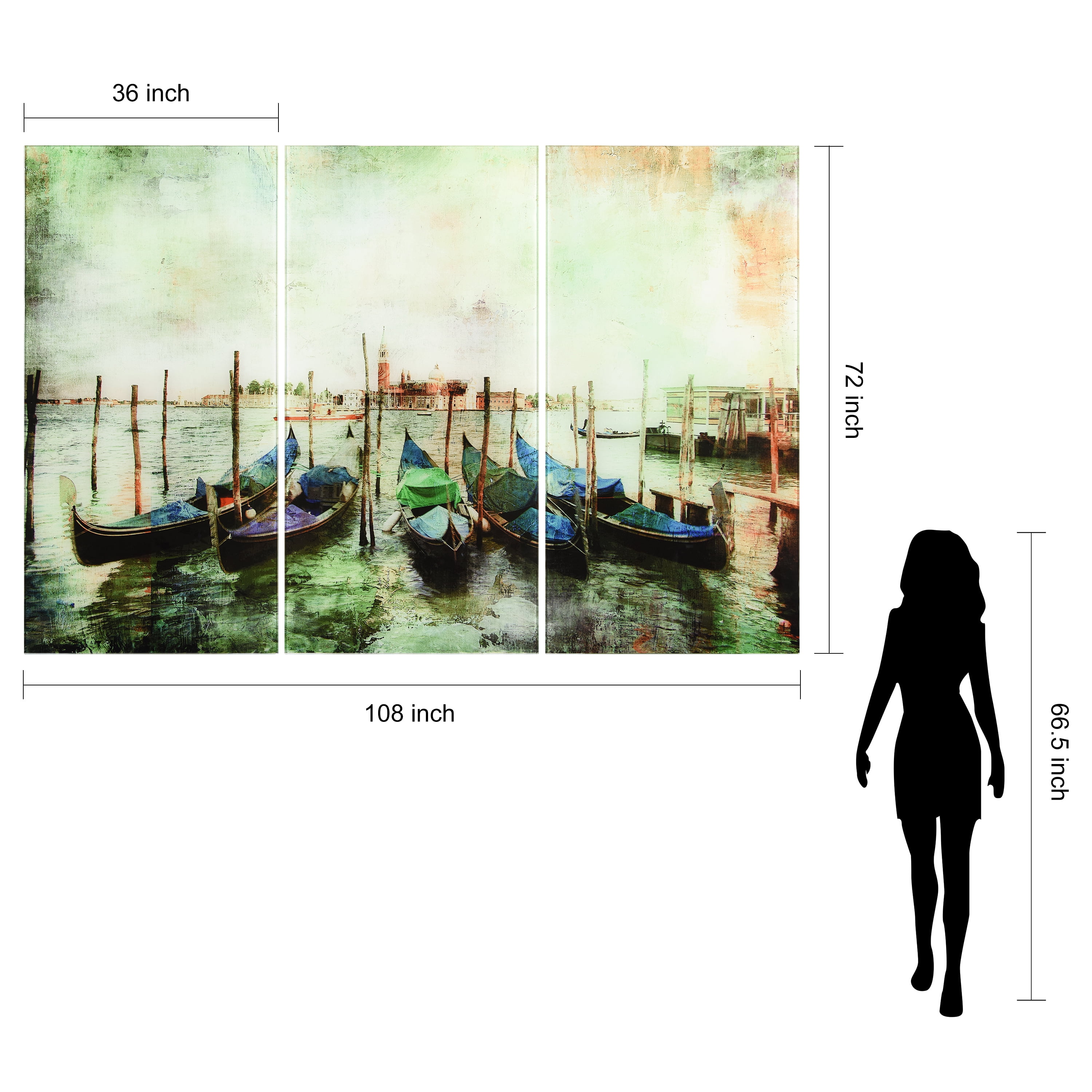 Venice Gondolas ABC 36 in x 72 in Mixed Media Art, by Empire Art 3 Count