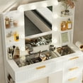 thumbnail image 3 of Yeahumalia Vanity Desk Set with Mirror and Lights, Makeup Table with Charging Station and Chair, White, 3 of 10