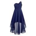 thumbnail image 2 of inhzoy Girls Single Shoulder Wedding Bridesmaid Birthday Princess Dresses Rhinestones High-Low Cocktail Evening Gowns Navy Blue 16, 2 of 5