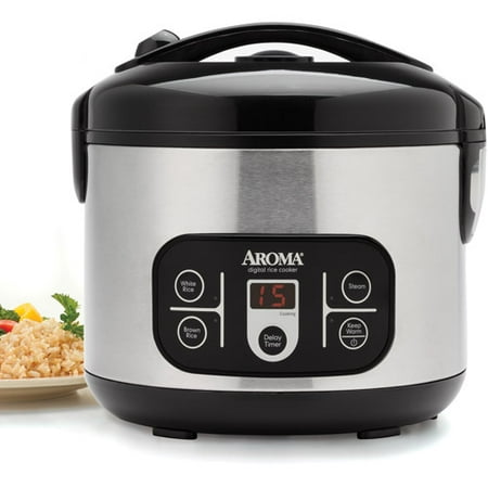 Aroma 12-Cup Digital Rice Cooker and Food Steamer, Stainless Steel ...