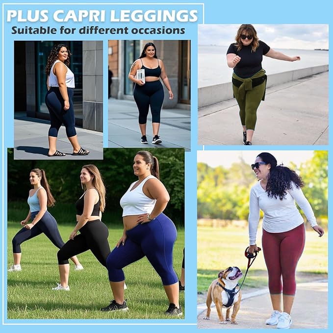 Nausy Yoga Capri Leggings for Women with Pockets Tummy Control High Waist Workout Yoga Pants