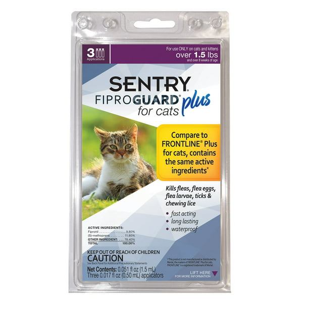 Sentry FiproGuard Plus Flea and Tick Treatment for Cats, 3 Monthly