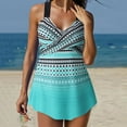 thumbnail image 2 of TMOYZQ Womens Tankini Swimdress with Boyshorts V Neck Criss Cross Back Swim Dress Two Piece Swimsuits Tummy Control Bathing Suits Swimswear, 2 of 6