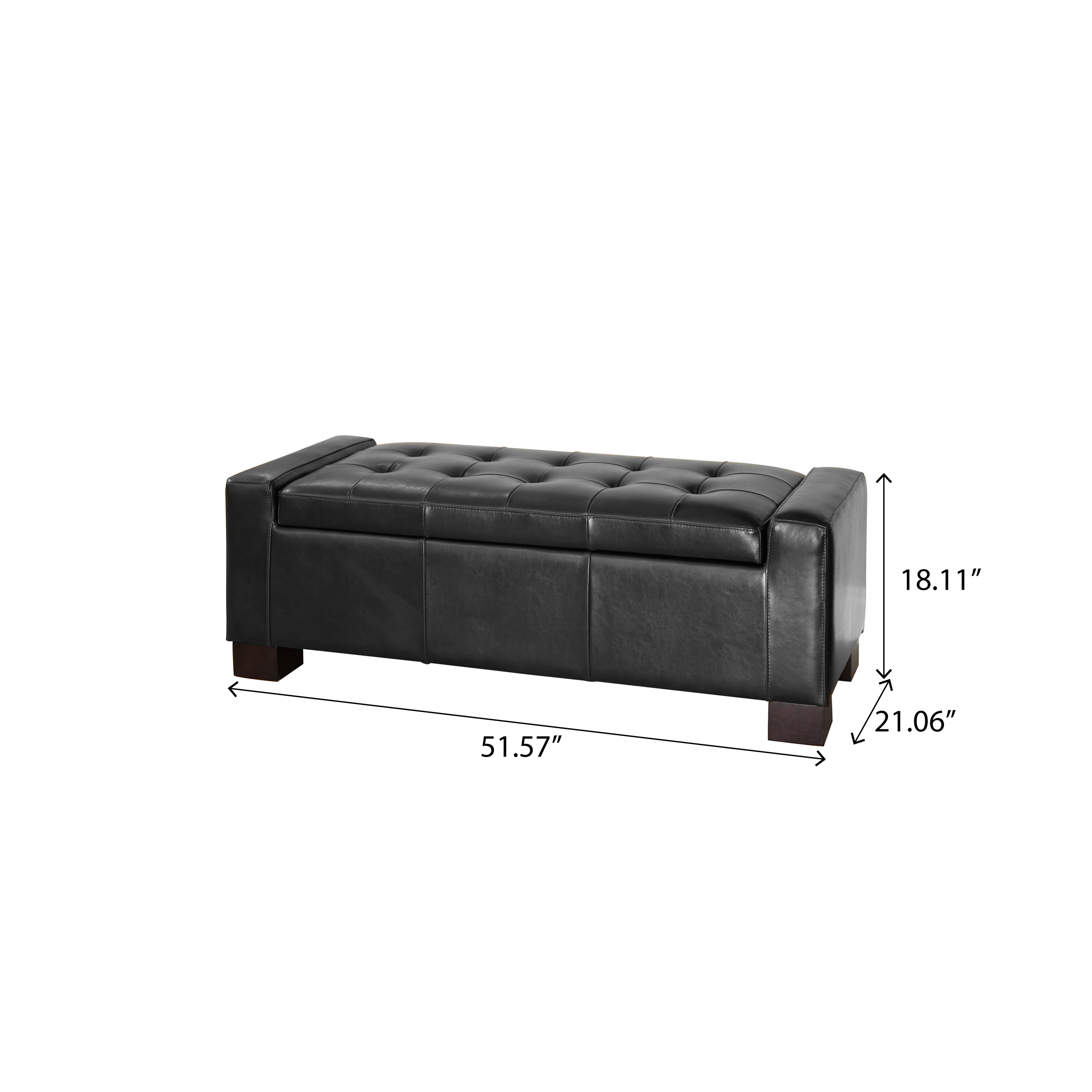 Henry Black Bonded Leather Wood-frame Storage Ottoman