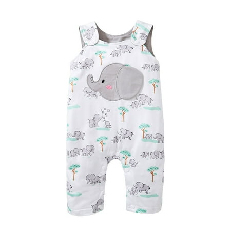 

Rovga Kids Girls Baby Toddler Bodysuits Sleeveless Cartoon Elephant Prints Pullover Romper Jumpsuit