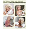 thumbnail image 3 of Double Layer Satin Hair Bonnet with Tie Band, Reversible Silk Sleep Cap, Soft Breathable Night Hair Wrap for Curly Natural Hair Daily Hair Care, 3 of 8