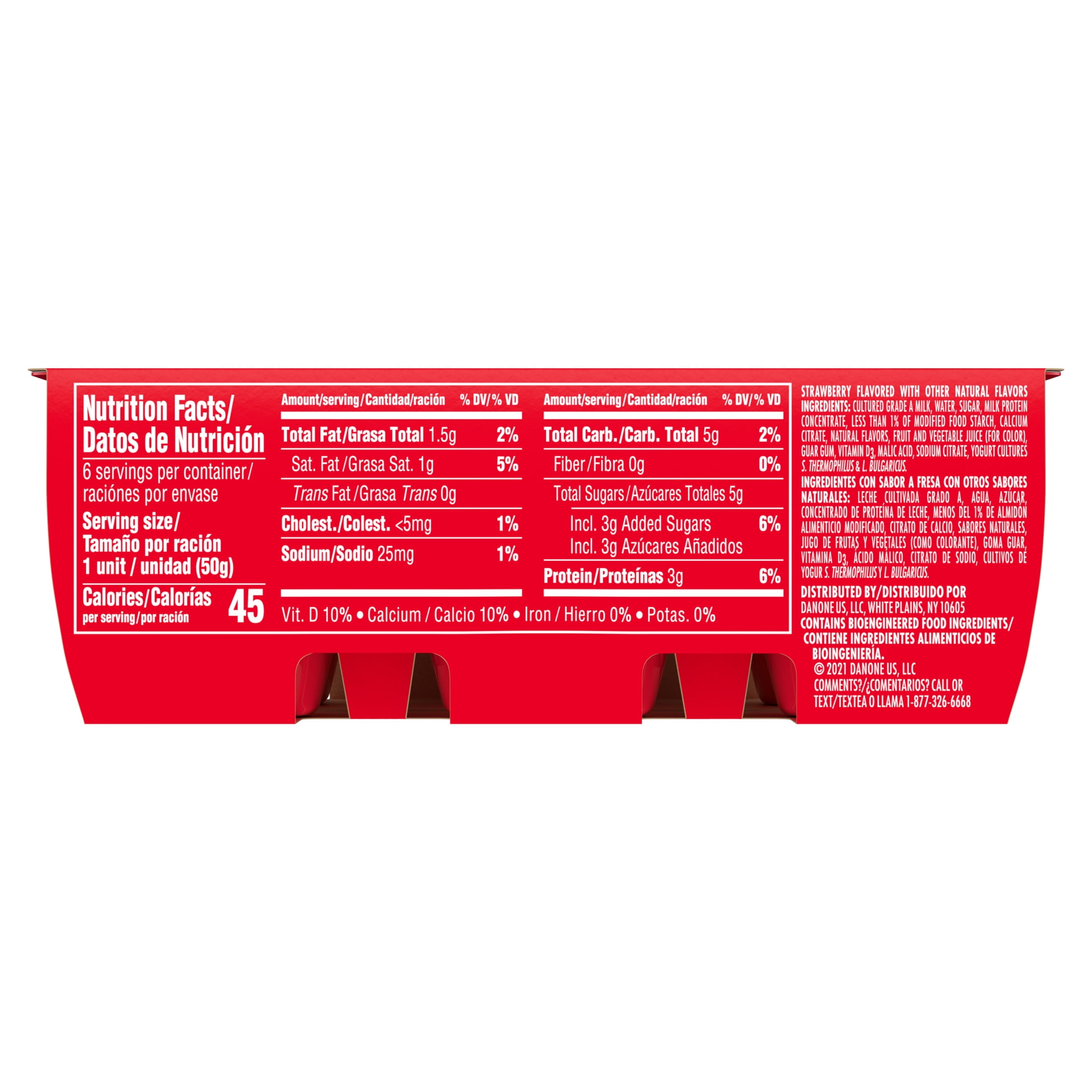 Danonino Strawberry Dairy Snack, 1.76oz, 6 Count