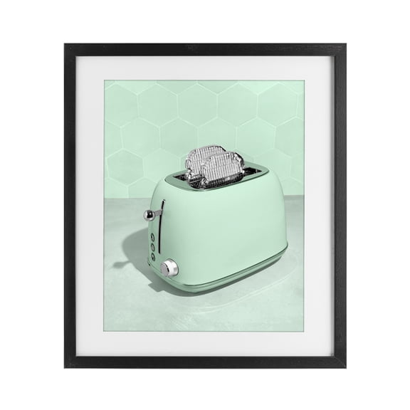 Stupell Industries Contemporary Disco Toaster Over Green Black Framed Print Under Glass, 13 x 16, by LISH Creative