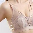 thumbnail image 5 of SMihono Women's Full Coverage Floral Lace Wire Free Bra Plus Size Non Padded Comfort Bra See Through Push Up Bralettes Khaki XL, 5 of 6