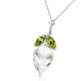 thumbnail image 2 of Galaxy Gold 14K White Gold Natural Peridots and Pointy White Topaz Briolette Drop Necklace - August Birthstone - Warmth & Prosperity - 16" to 24" - Fine Jewelry for Women, 2 of 3