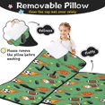 thumbnail image 3 of Football and Hockeyball Green Pattern Teens Toddler Nap Mat with Pillow, Sleeping Mat Bag for Preschool Daycare 59"x22", 3 of 6