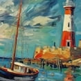 thumbnail image 6 of HAOXIT House Decorations, Fabric Tablecloths,Oil Painting Tones Style Boats and Town Picture, for Kitchen, Dining, Outdoor and Indoor Use, Multi 31-35, 6 of 8