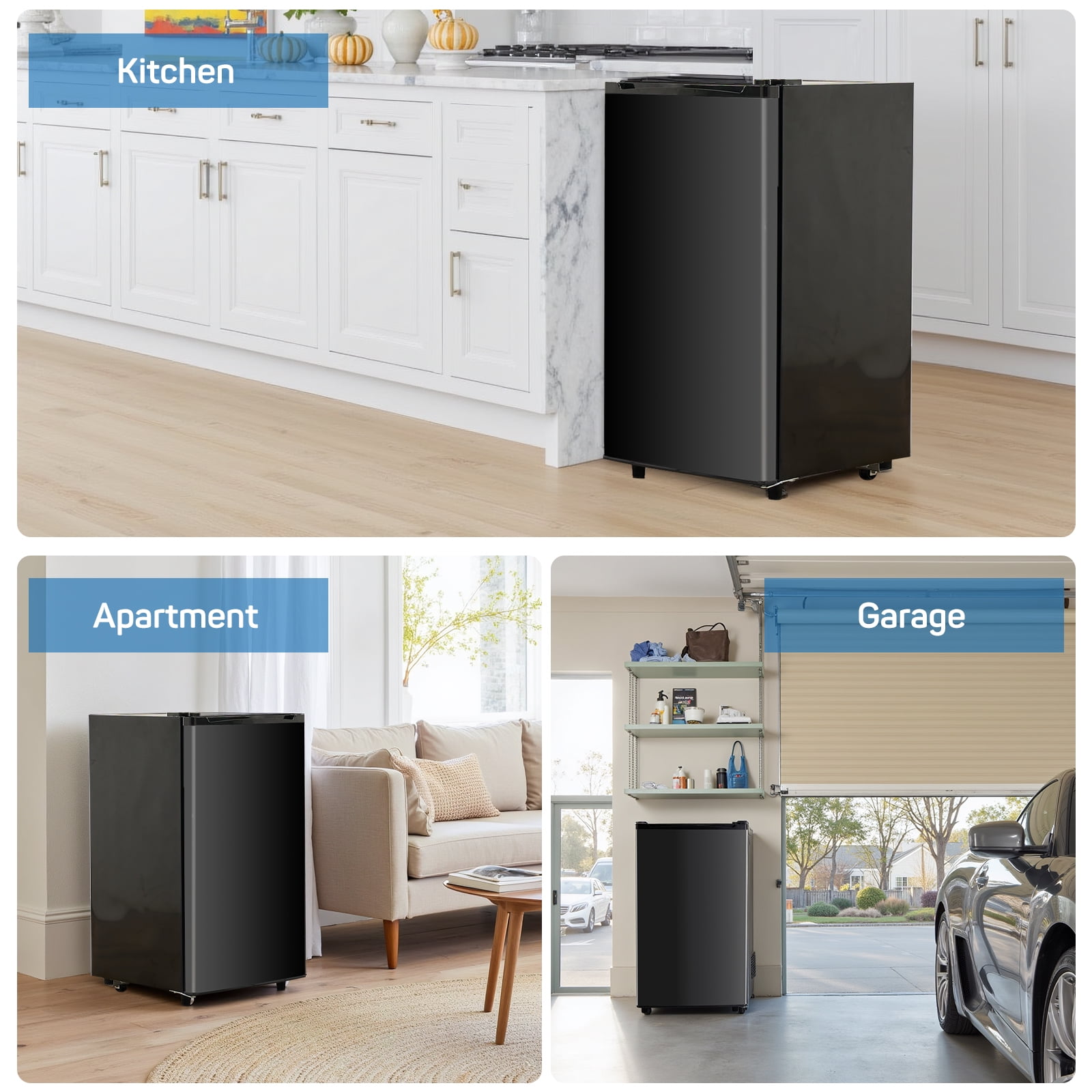 Upgraded Compact Mini Fridge with Freezer, 3.2 Cu.Ft Small Refrigerator for Bedroom, Dorm, Office, Low Noise, Adjustable Thermostat, Quiet & Energy Efficient, Black