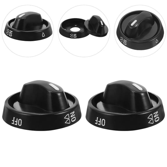 OUNONA Universal Replacement Gas Stove Knobs 2 Pieces Black ABS Material Easy Installation for Home Kitchen
