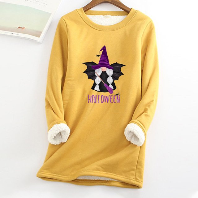 ICHUANYI liquidación mujer sudadera de lana gruesa manga larga estampado terciopelo cálido cuello redondo ropa interior Tops ICHUANYI WER202308174844