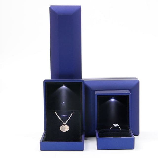 Joyero con luz LED sin costuras, caja para anillos de alta gama, joyero, collar, pulsera, joyero, caja para pulsera colgante
