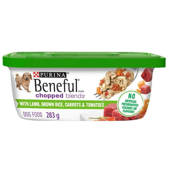 Beneful Mélanges Hachés, avec Agneau, Riz Brun, Carottes et Tomates, Nourriture Humide pour Chiens 283 g