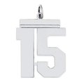 thumbnail image 3 of 925 Sterling Silver Large Polished Number 15 Charm Pendant, 3 of 5