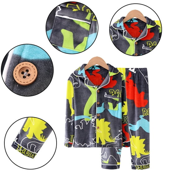 KYAIGUO Kids Girls Autumn Pajama Set Soft Thicken Tops  pants Pjs Loungewear 2 Piece Toddler Boys Winter Cartoon Sleepwear for 3-15 Yeas Old