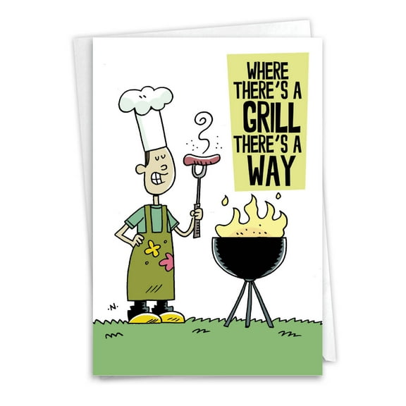 1 Funny Father's Day Card with Envelope - Where There's A Grill C6812FDG