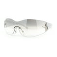 thumbnail image 4 of Rimless Wrap Around Bling Sparkling Star Hinge Thick Temple Sunglasses White - Clear Mirror, 4 of 8