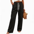thumbnail image 4 of Maplenight Cargo Pants for Women Elastic Drawstring Waist Wide Leg Pants Relaxed Fit Casual Travel Lounge Pants with Pockets, 4 of 7