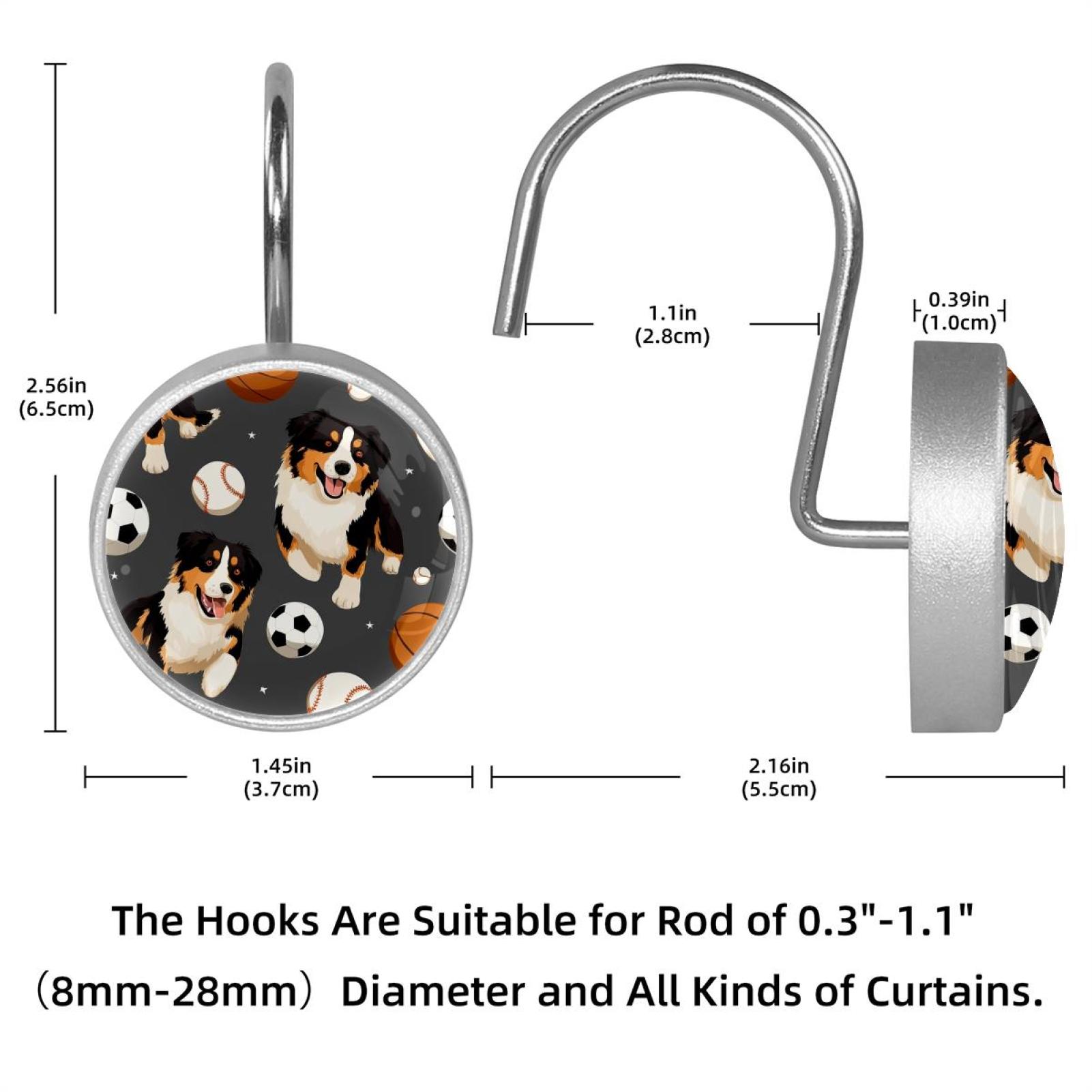 HemaKayy 12 Pcs Shower Curtain Hooks Bathroom Decorative Accessories Puppies Playing with Balls