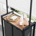 thumbnail image 5 of Laundry Sorter 2 Section Rolling Hamper with Hanging Rack & Wheels, Rustic Brown Laundry Basket Organizer for Laundry Room, 5 of 8