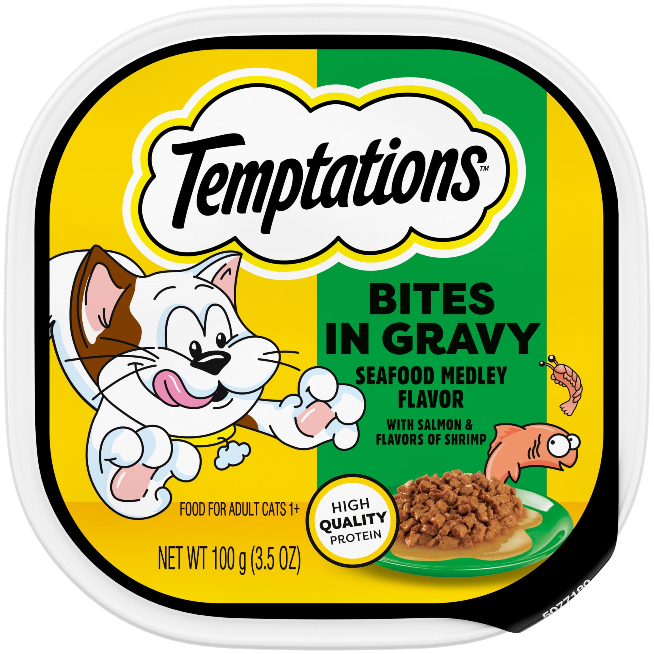 (24 pack) Temptations Seafood Medley Flavor Bites In Gravy Wet Cat Food, 3.5 Oz Tray