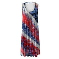 thumbnail image 4 of SMihono Robe Maxi Bohème d'Été pour Femmes Grande Taille Mode Féminine Col Rond Sans Manches Robe Imprimée de Plage, 4 of 6
