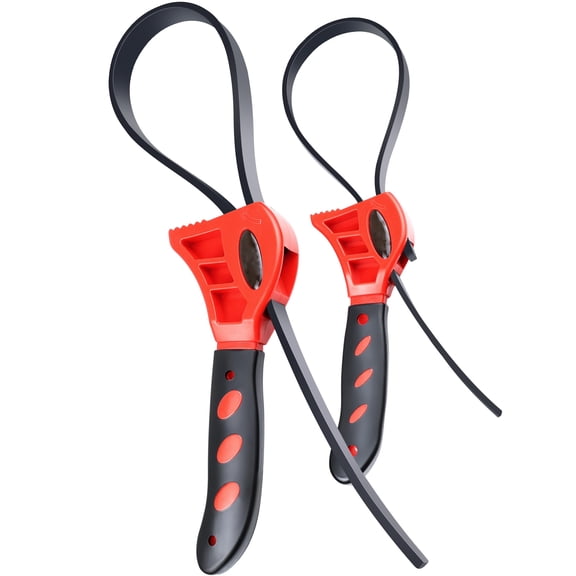 2 Pack Adjustable Rubber Strap Wrench Set - Plumbing Tool for Shower Heads, Oil Filters, Pipes & Drains
