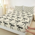 thumbnail image 4 of Feelyou Kawaii Bowknot Kids Twin Sheet Sets, Dreamy Princess Style Twin Fitted Sheet, Girly Cute Black Bow Flat Sheet, Ultra Soft Bedroom Decor, 3pcs, 4 of 8