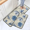 thumbnail image 3 of Ocean Theme Seashell Starfish Nautical Decorative Kitchen Rugs and Mats Set of 2, Kitchen Mats for Home Kitchen Decor 17"x47"+17"x30", 3 of 6