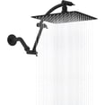 thumbnail image 1 of Hibbent All Metal Rain Shower Head, 10'' High Pressure Rainfall Showerhead with 16" Shower Head Extension Arm, Solid Brass Adjustable Shower Arm Extender, Waterfall Fixed Showerheads, Matte Black, 1 of 7