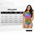 thumbnail image 5 of Vsdgher Glitter Rainbow Prinr Short Sleeve Body suit for Womens, Sexy Onesie One Piece Round Neck Bodysuit Shapewear Tummy Control-Large, 5 of 7