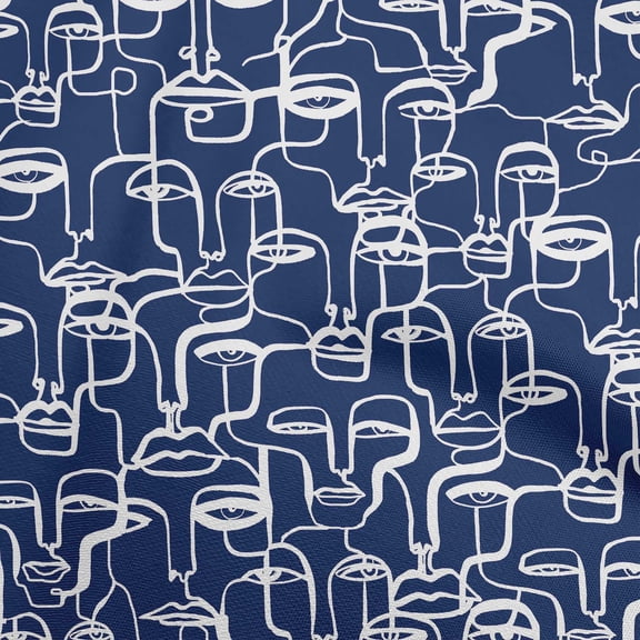 oneOone Georgette Viscose Dark Blue Fabric Abstract Face Fabric For Sewing Printed Craft Fabric By The Yard 42 Inch Wide