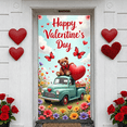 thumbnail image 5 of Red Truck Valentine's Day Banner Teddy Bear Love Display Pink Roses Cherry Blossom Romantic Backdrop for Valentine's Day Party Romantic Date Photo Shoot, 5 of 9