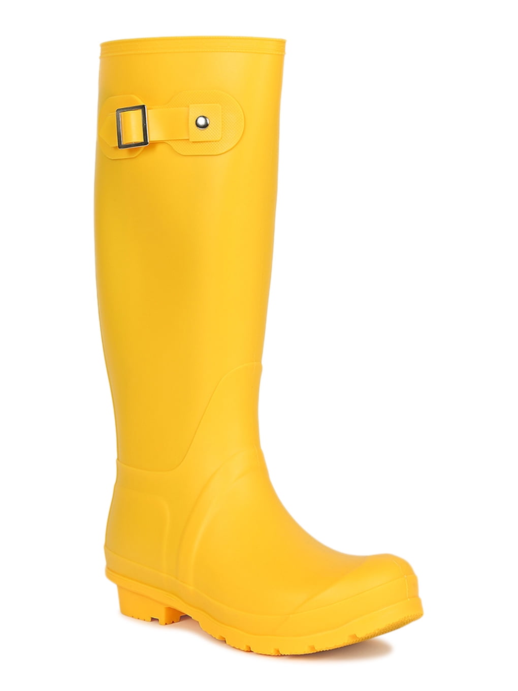 Women Side Buckle Knee High Rubber Rain Boot 18972 - Walmart.com