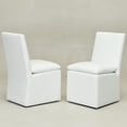 thumbnail image 4 of KINWELL 21" Wide Upholstered Armless Modern Rolling Dining Chairs with Casters Set of 2, Performance Fabric No Assembly Dining Side Chairs for Kitchen Dining Room (White), 4 of 18