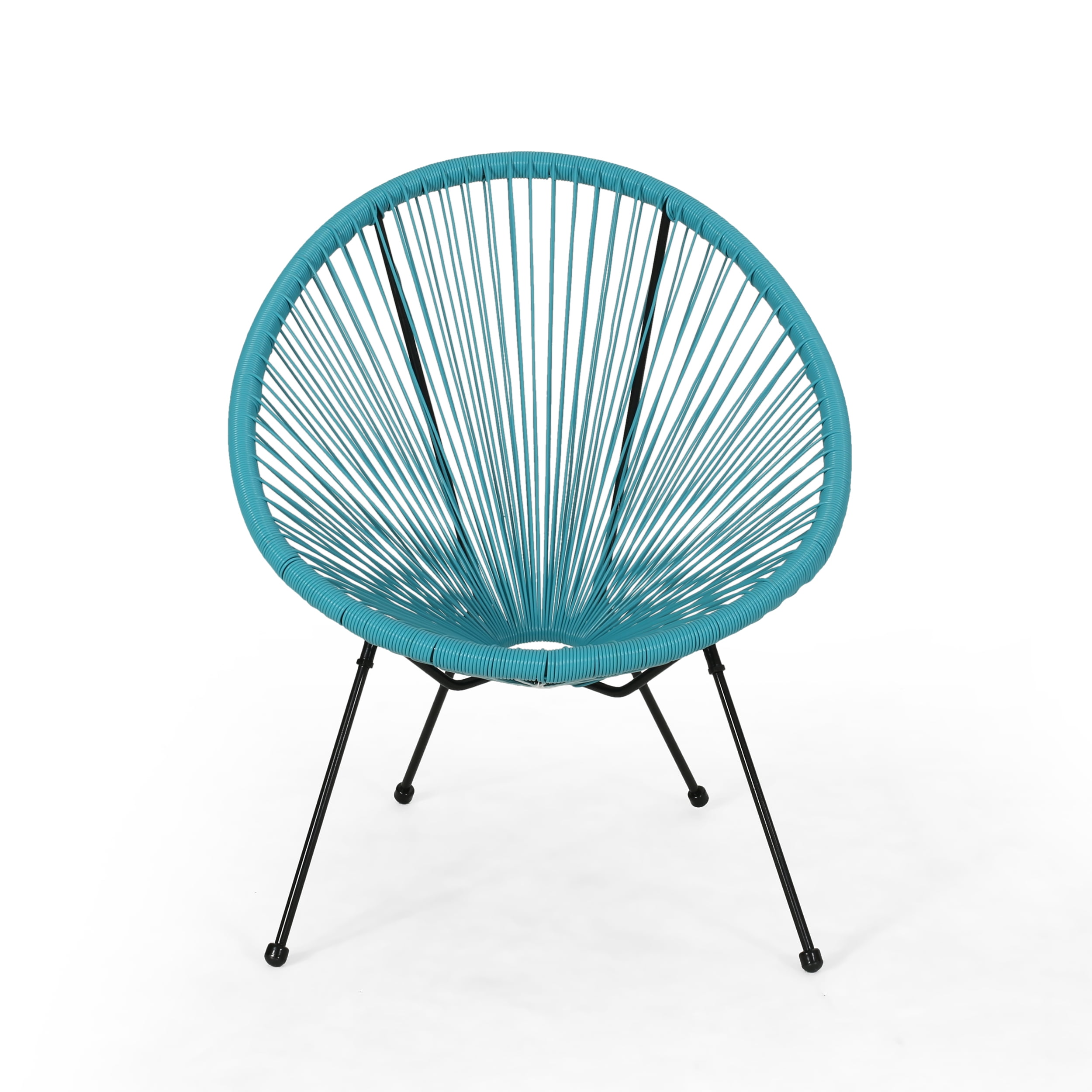 Euroco Rattan Patio Chairs Set of 2,Outdoor Woven Basket Club Chairs with Metal Frame for Living room Backyard Garden,All-weather Wicker,Teal