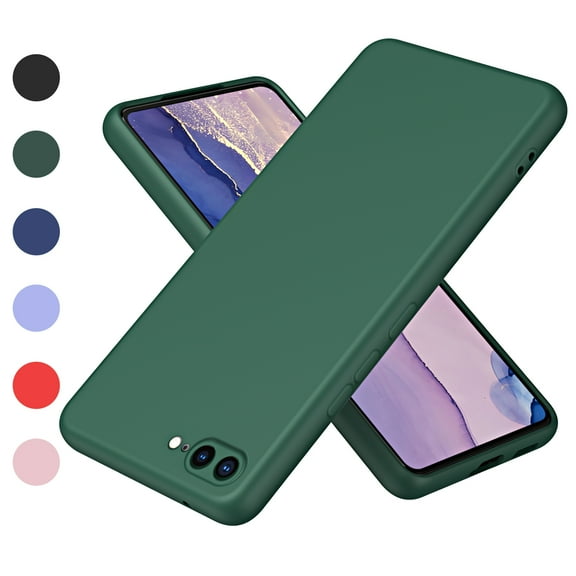 Nalacover Slim Case for iPhone 8 Plus/7 Plus,Full Body Protection Shockproof Stylish Liquid Smooth TPU Silicone Rubber Anti-drop Wear-resitant Camera Raised Lips Soft Back Phone Cover.Darkgreen