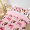 thumbnail image 3 of spefrowx Pink Watercolor Bow Twin Duvet Cover for Girls, Rugby Football Sports Twin Bedding, Pink Reversible, 2 Pieces, 1 Duvet Cover and 1 Pillowcase, 3 of 6