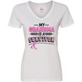 thumbnail image 3 of Inktastic My Grandma is a Survivor Breast Cancer Awareness Women's V-Neck T-Shirt, 3 of 5
