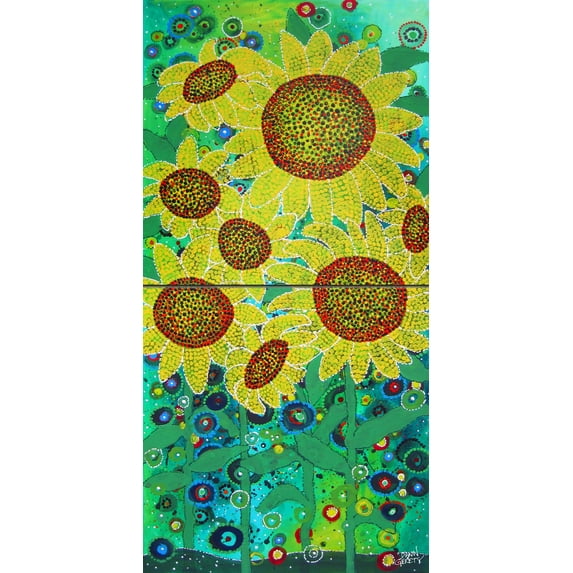 Tile Mural Kitchen Backsplash - Sunflowers - by Dawn Gerety