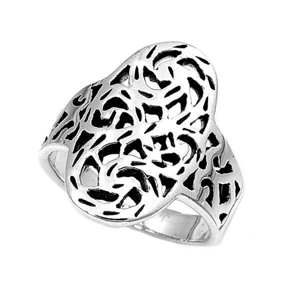 925 Sterling Silver Filigree Art Ring Size 10