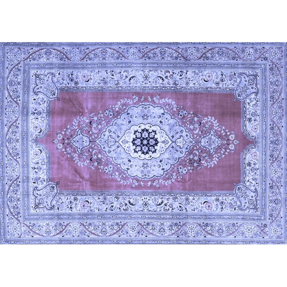 Ahgly Company Machine Washable Indoor Rectangle Persian Blue Traditional Area Rugs, 2' x 5'