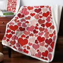 Sherpa Fleece Throw Blanket Cozy Soft Warm Bed Blankets,Valentine''s Day Love Dark Red Pink Heart Fuzzy Plush Microfiber Lightweight Blankets All Season for Couch Sofa 40x50IN