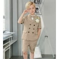 thumbnail image 4 of Boys 2-Piece Double Breasted Suit Set: Blazer & Shorts for Wedding Prom Slim Fit Peak Lapel Lightweight, 4 of 6