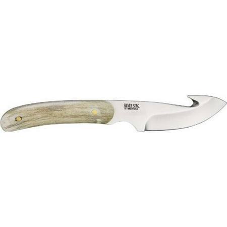 Silver Stag Knives 10128 Guthook Fixed Blade Knife with Shed Deer or Elk Antler Handles Multi-Colored